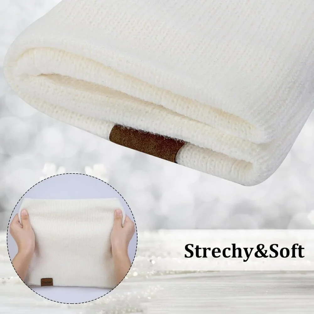 Women's (black+ White)Scarf Winter Double-Layer Neck Warmer Knit Fleece 2Pack